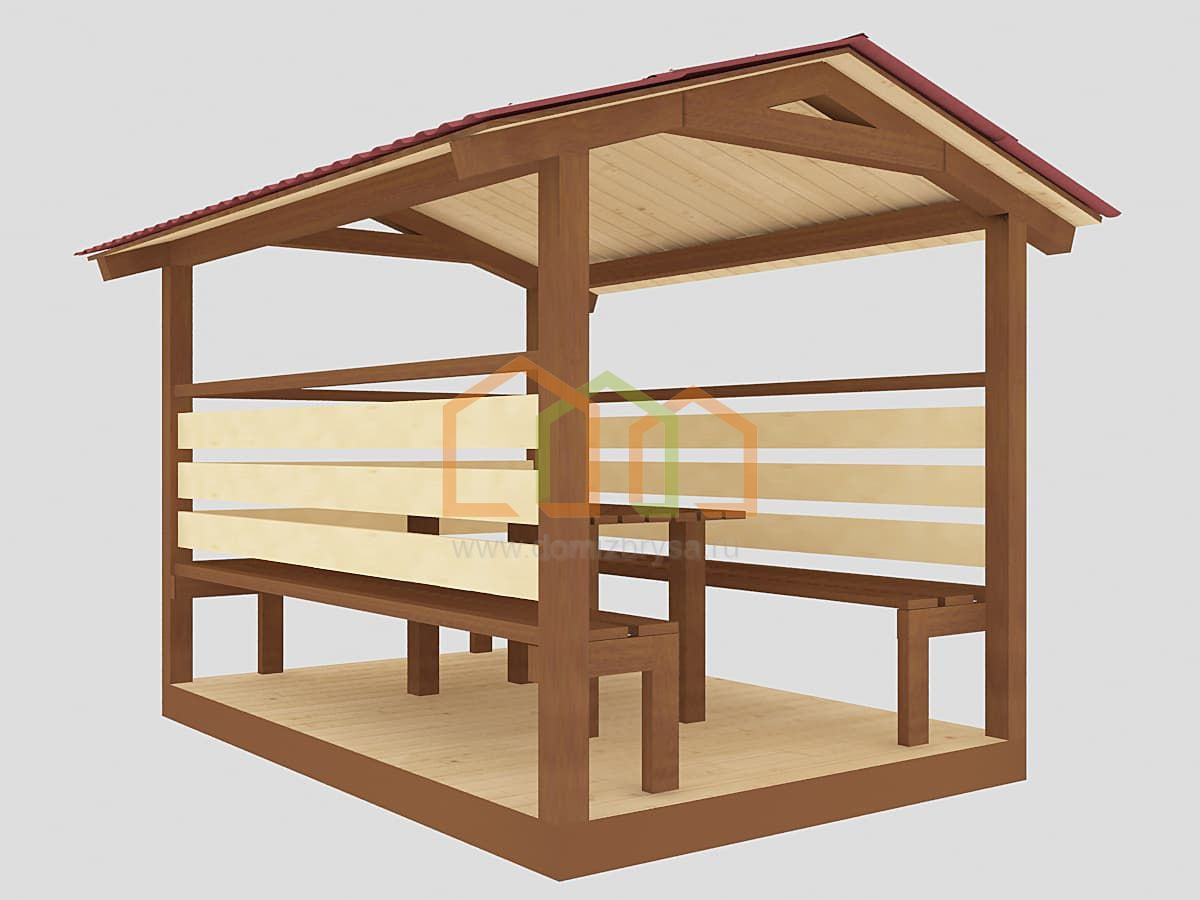 Беседка летняя 2х3 Площадь:6 м² Каркас 40х50 мм. под ключ в Пестово
